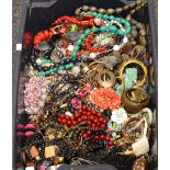 Costume Jewellery - a large quantity of vintage and retro beads, bracelets, bangles, necklaces,