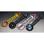 Automobilia - four reproduction cast metal direction signs, for Garage (2),