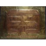 An Arts & Crafts copper and brass plaque ' The Wellington at Hale' c.