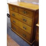 A Victorian satinwood chest of short above three long drawers,