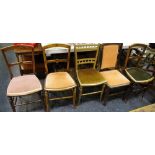 A harlequin set of Edwardian mahogany salon chairs