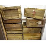 Nine vintage wooden crates