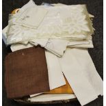 Linen and lace - assorted tablecloths, napkins,