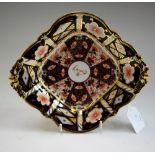 A Royal Crown Derby 2451 pattern navette shaped footed dish,