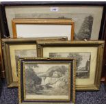 Engravings - a set of three monochrome etchings, Hathersage, Stoney Middleton, Eyam,