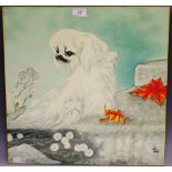 A 20th century Chinese panel depicting a Peking dog,