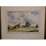 R Campbell Smith Beale Farm near Biddenden monogrammed, signed to verso, watercolour, 26cm x 39.