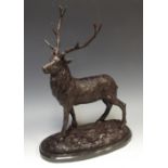 Christopher Fratin, after, Stag, bronzed metal sculpture, 36.