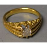 A gentleman's diamond solitaire ring, old round cut diamond approx 0.