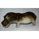 A Royal Dux model, of a hippopotamus, 32cm wide,