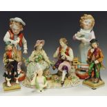 Continental figures - a Sitzendorf figure group, courting couple,