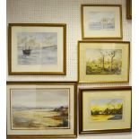 Alan Ingham Marden Ash,Ongar watercolour,signed and framed; Derek Sims Autumn Evening,