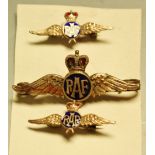 Militaria - RAF gilt and enamel sweetheart brooches (3)