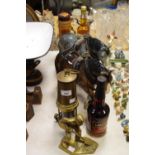 A brass Miners lamp; 2 large Sylvac models of shire horses; Glen Morangie whisky,