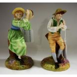 A pair of Royal Worcester musician figures, Strephon and Phyllis,
