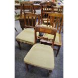 A late 19th Century Gothic style oak side chair, stuffed over seat; an elm and oak stool,