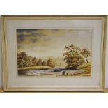 English School (20th century) Meandering River signed, dated 75, watercolour,