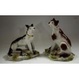 A pair of German porcelain models, of seated dogs,