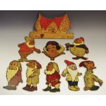 Snow White and the Seven Dwarfs, a set of plywood plaques, mostly c.