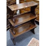 A stained oak waterfall open bookcase,