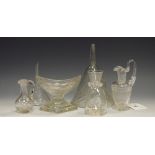 Glass - a 19th century clear funnel, 10cm diam; another, smaller, 6.