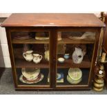 A 19th century glazed side cabinet, converted from a chest of drawers, 98cm high,