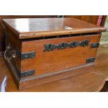 A 19th century mahogany rectangular country house strong box, hinged cover,