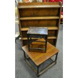 A five tier floor standing bookcase; a bamboo effect oriental occasional table,