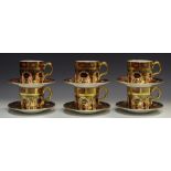Six Royal Crown Derby coffee cups and saucers