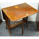 An Edwardian mahogany Sutherland table, satinwood fan inlay,