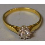 A diamond solitaire ring, round brilliant cut diamond approx 0.