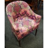 A mahogany tub chair, liberty upholstery, c.