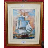 Godfrey J Curtis The Clipper, Redjacket signed, watercolour, 25.