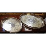 A large silver plated two handled galleried tray, 56.