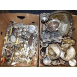 Silver plate and metalware - a pair of bottle coasters, wire work fruit basket, tray,
