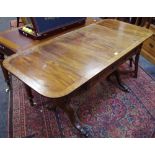 A mahogany inlaid sofa table, crossbanded top inlaid with vines, two drawers to frieze,