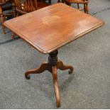 A mahogany tilt top occasional table, moulded rectangular top, turned column, cabriole legs,