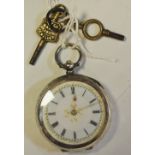 A continental silver open face pocket watch