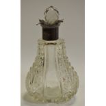 An Edwardian silver mounted hobnail-cut scent bottle,