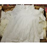 Textiles - a child's cotton nightdress, others silk,