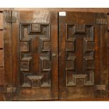 A Jacobean Revival oak tabletop/wall hanging cabinet,