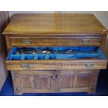 An oak canteen cabinet,