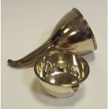 A George III silver wine funnel and filter,
