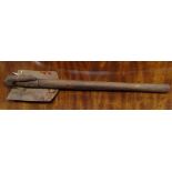 World War One - a Trench spade, the shovel indistinctly stamped, wooden pole handle,