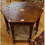 A 20th century hardwood occasional table, hexagonal top above a conforming undertier,