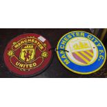 A reproduction cast metal football club plaques,