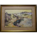 David Rhys Evans The Harbourside signed, dated 1989, watercolour, 35cm x 53cm,