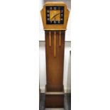 An Art Deco Grandmother clock, symmetrical design, stylized moulding to body, c.