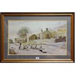 Alan Ingham, after, A Country Lane, Shepherd with Sheep and Dog framed, 54.