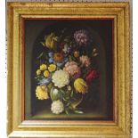 Dutch School (19th century) Still Life, Flowers in a Vase, within a feigned arch oil on canvas,